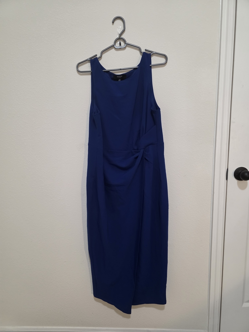 Guess Cobalt Blue Midi Dress with Side Knot Detail